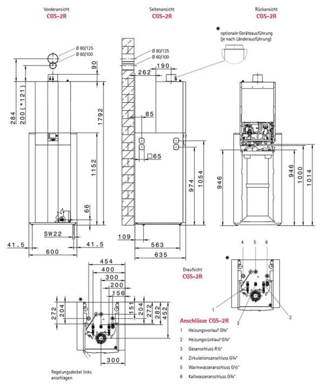 Wolf Gas-Brennwert 14 kW Kompaktheizzentrale CGS-2R-14