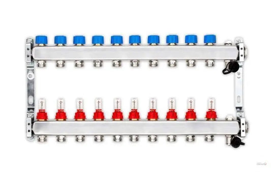 Edelstahlverteiler für FbH mit 10 Heizkreisen Heizsysteme Löschmann
