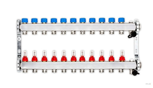 Edelstahlverteiler für FbH mit 11 Heizkreisen Heizsysteme Löschmann