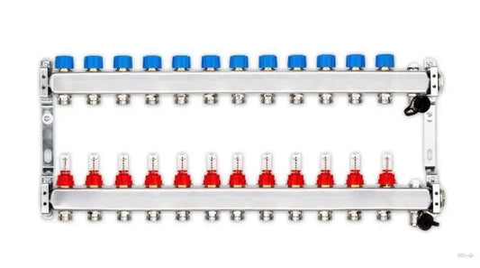 Edelstahlverteiler für FbH mit 12 Heizkreisen Heizsysteme Löschmann