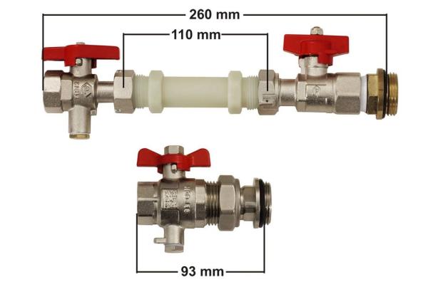 Wärmemengenzähler-Einbauset 3/4" waagerecht