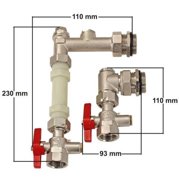 Wärmemengenzähler-Einbauset 3/4" senkrecht